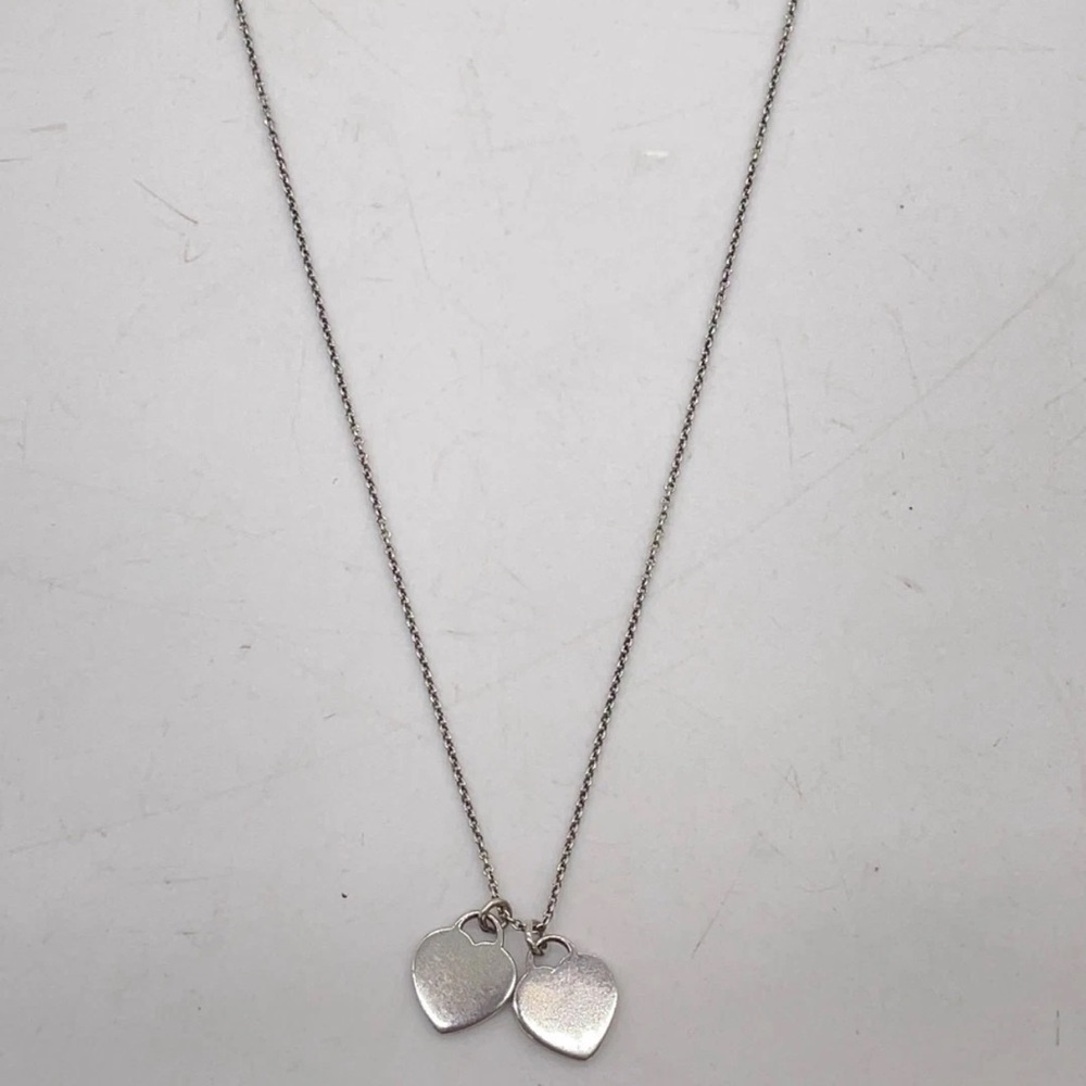 AUTH TIFFANY&CO. Silver 925 Double Heart Pendant Necklace - Picture 5 of 5